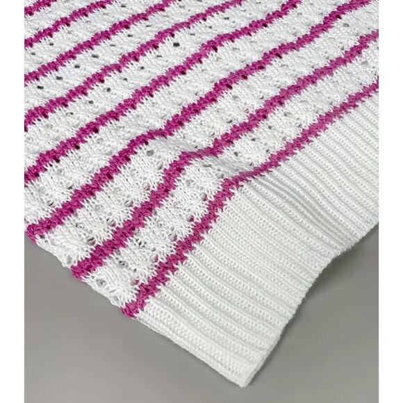 Women's Cute Summer Crochet Striped Crewneck flounce Ruffles Cap Sleeve tops S - Picture 4 of 8